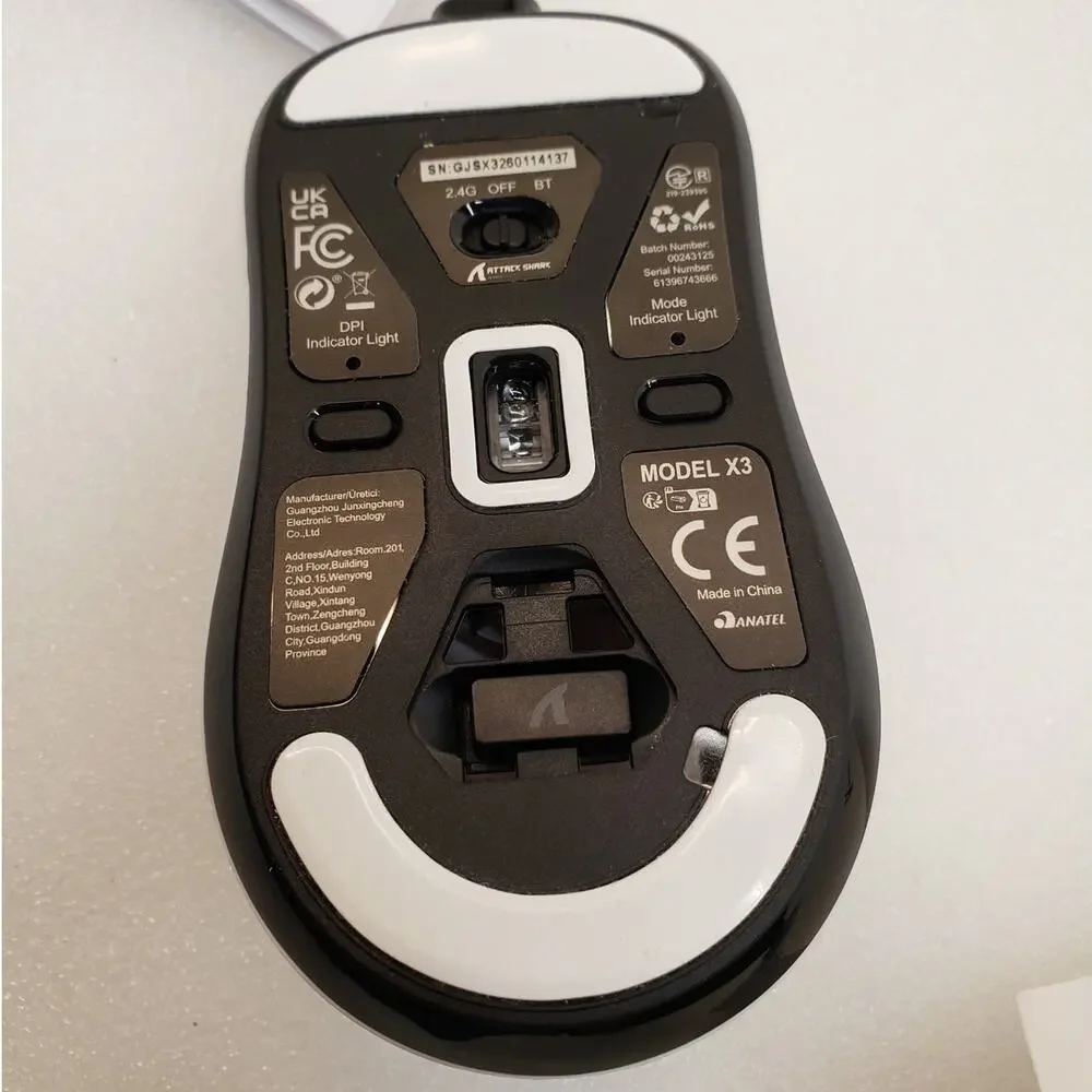 ATTACK SHARK Tri-Mode Wireless Gaming Mouse (PAW-3395 Sensor / White)